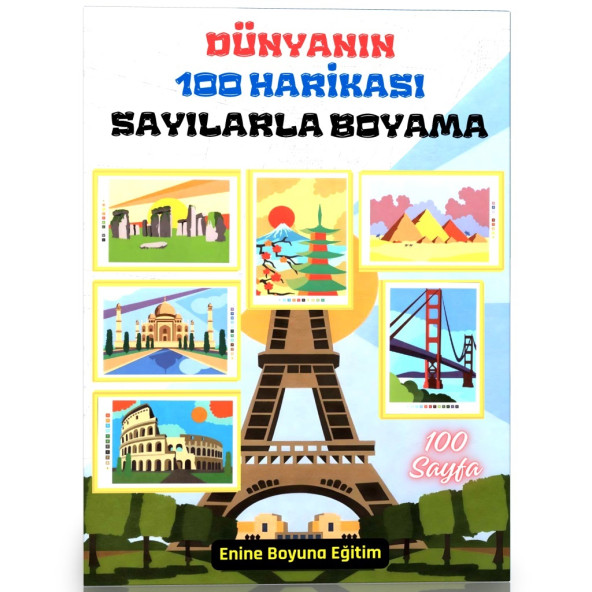 Dünyanın 100 Harikası Sayılarla Boyama Kitabı (100 Boyama)