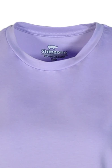 Kadın Bisiklet Yaka Basic Lila T-Shirt - 2
