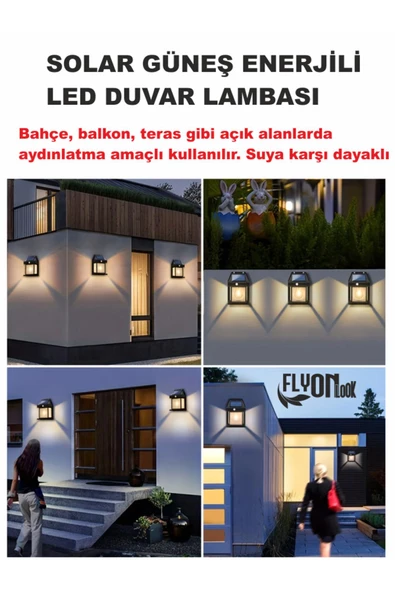Solar Güneş Enerjili Bahçe,Teras,Balkon,Dış Mekan  Sensörülü  Kademeli Filament Led Aydınlatma Fener - 4