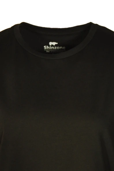 Kadın Bisiklet Yaka Basic Siyah T-Shirt - 2