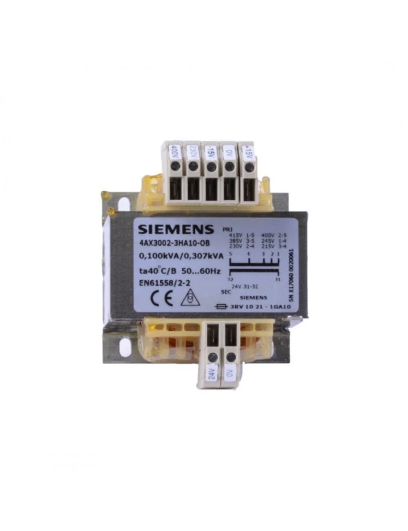 Siemens 4Ax3002-3Ha10-0B 4Ax3002 Kumanda Ve Emniyet İzolasyon Trafoları, 230-400V/24V, 50-60Hz, 100 Va