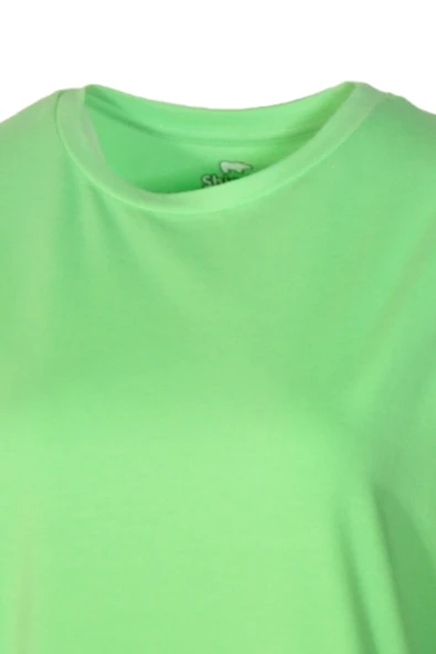 Kadın Bisiklet Yaka Basic Yeşil T-Shirt - 2