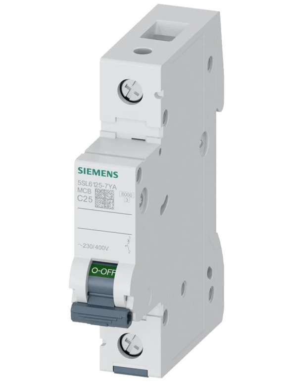 Siemens 5Sl6125 7Ya 25A 1 Fazlı 5Sl Classic Anahtarlı Otomatik Sigorta 6Ka C Tipi Yavaş Karakterli