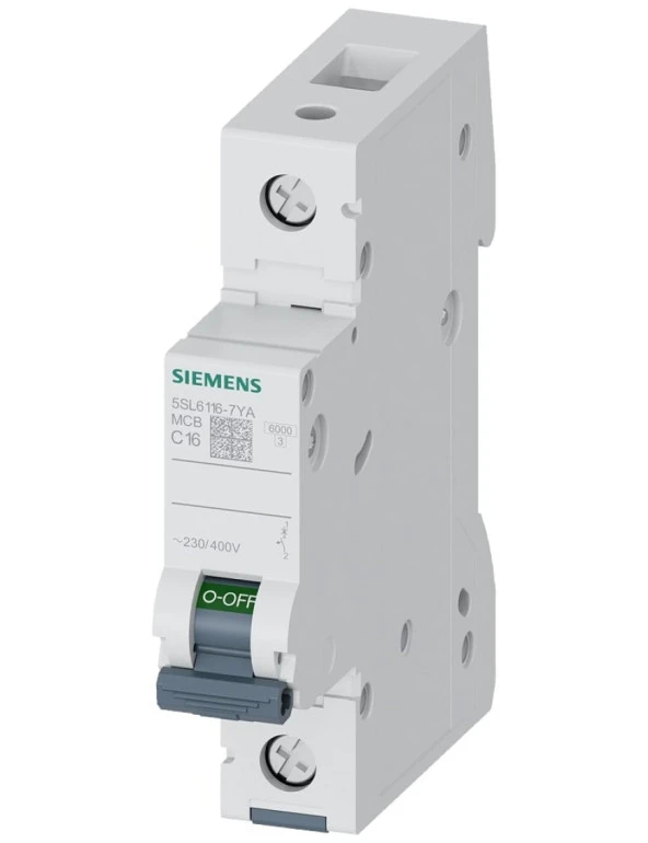 Siemens Tek Fazlı 16A C Tipi Yavaş Karakterli 6Ka Otomatik Sigorta 5SL6116-7YA