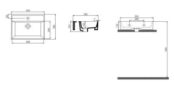 QUARTER BATH Cross Line Tezgah Üstü Lavabo 60x45 - 3