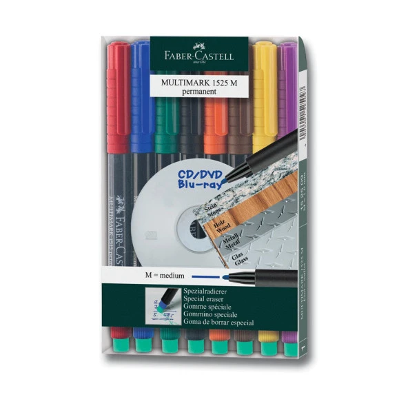 Faber-Castell Permanent Asetat Kalemi M Uç 8 li Set