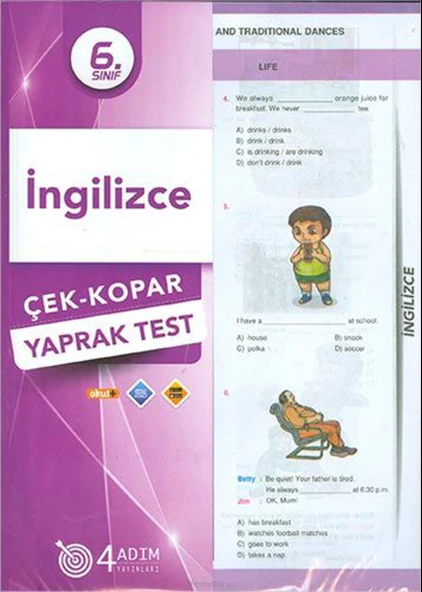 4 Adım 6. Sınıf İngilizce Çek Kopar Yaprak Test