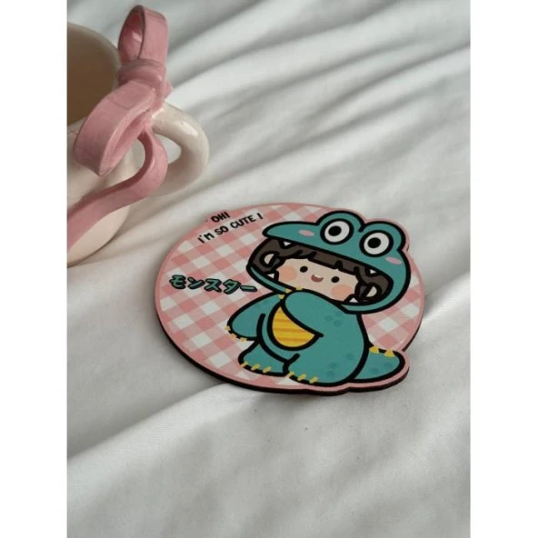 Kawaii Frog Girl Bardak Altlığı