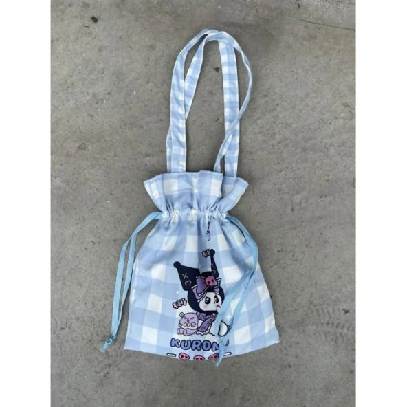 Kuromi Kawaii Büzgülü Bez Çanta