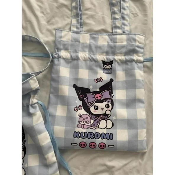 Kuromi Kawaii Büzgülü Bez Çanta - 2