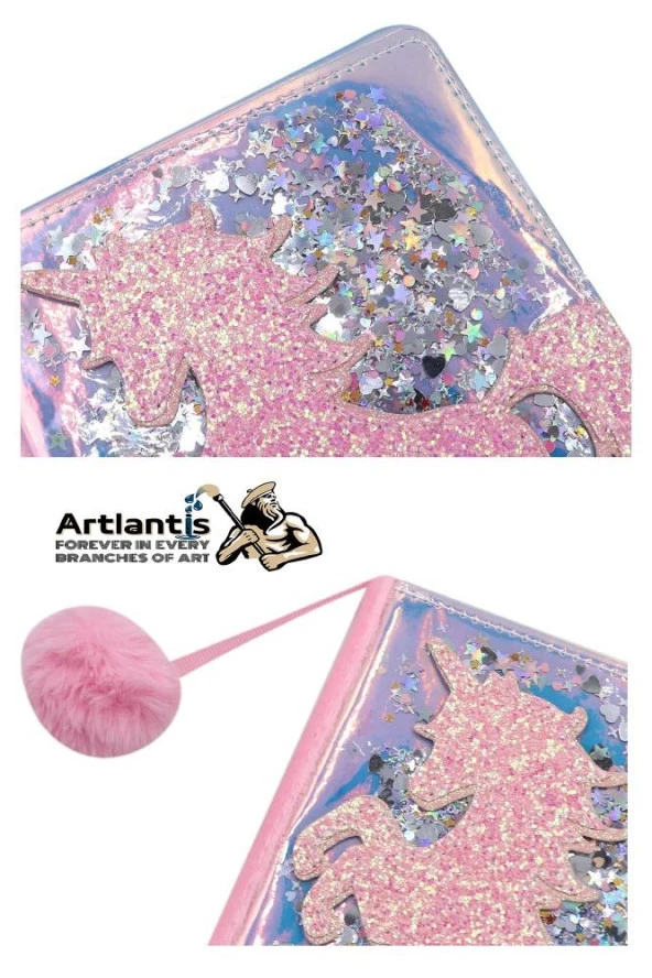 Unicorn Simli Peluş Çizgili Defter 1 Adet Hatıra ve Günlük Defteri Peluş Ponponlu Defter A5 80 Yaprak - 3