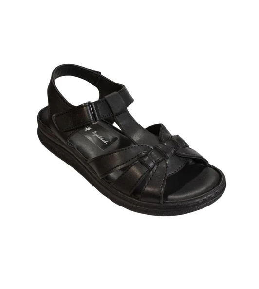 YAZKIŞ Kadın Siyah Ten Üzeri Şeritli Bileği Çırtlı Tabanı Comfort Yumuşak Taban sandalet