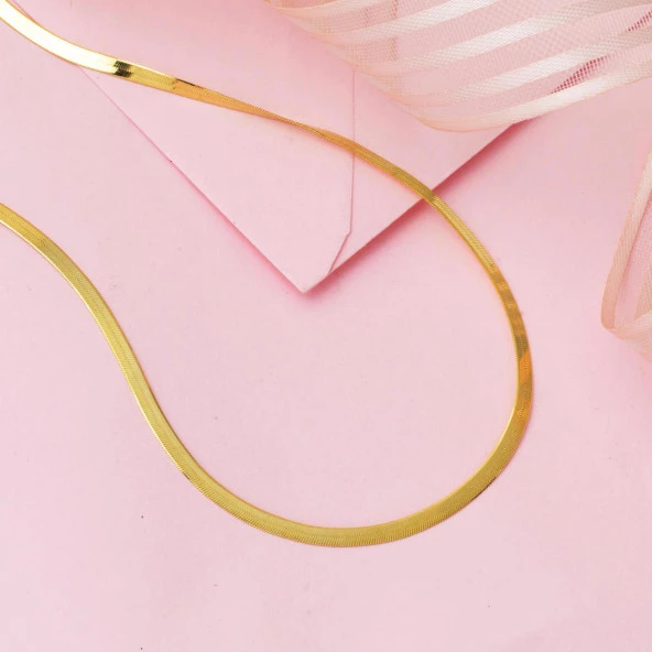 Ezme Zincir Kolye 14 Ayar Altın (2 mm Enli) 45 cm. - Resim 4