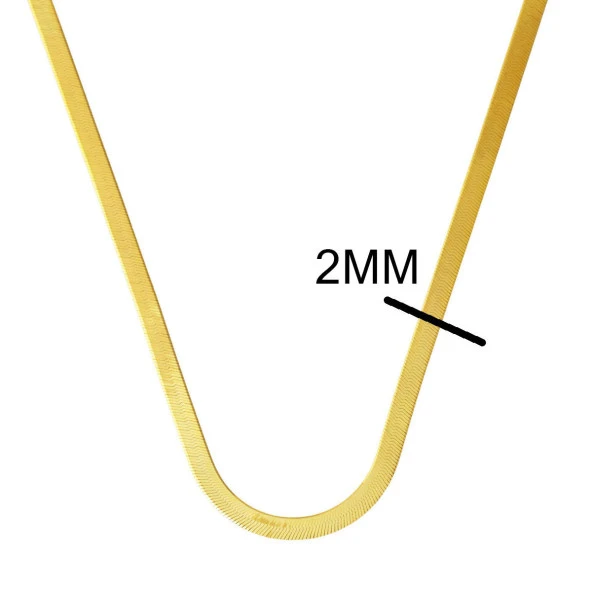 Ezme Zincir Kolye 14 Ayar Altın (2 mm Enli) 45 cm. - Resim 5
