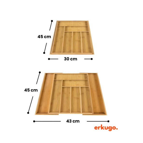 Bambu Ayarlanabilir (BÜYÜK BOY) Çekmece Içi Ölçü Ayarlı Kaşıklık 6-8 Bölmeli, Organizer - 4
