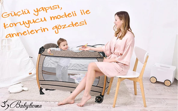 Baby Home 760 Gold Çift Yönlü Bebek Arabası Ve Nanny Bebek Oyun Parkı Yatak Beşik - 9