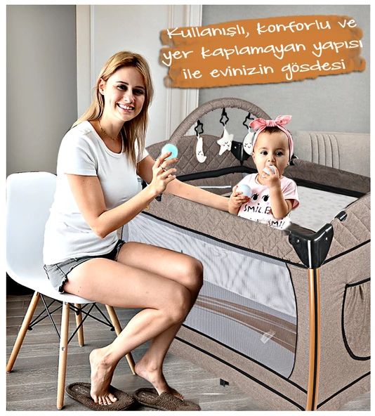 Baby Home 760 Gold Çift Yönlü Bebek Arabası Ve Nanny Bebek Oyun Parkı Yatak Beşik - 12