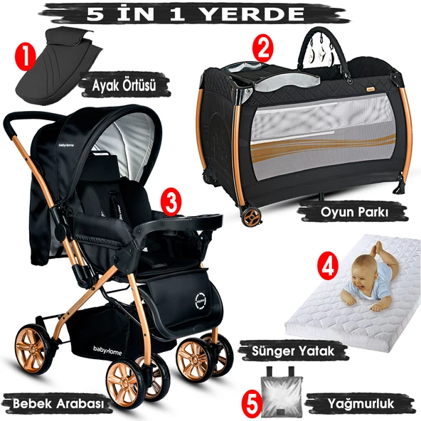 Baby Home 760 Gold Çift Yönlü Bebek Arabası Ve Nanny Bebek Oyun Parkı Yatak Beşik - 2