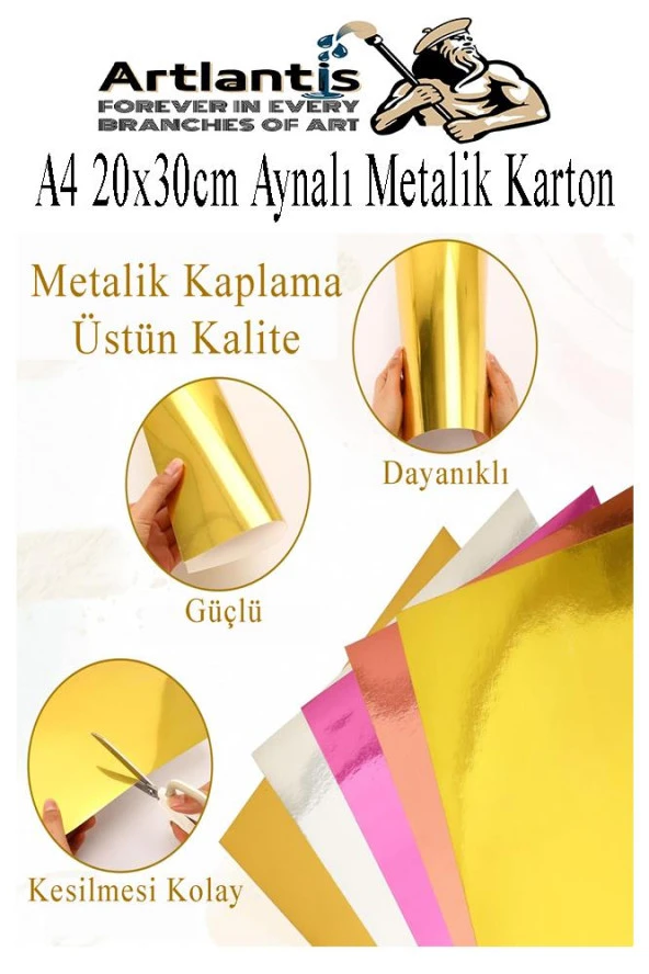 Metalik Aynalı Fon Kartonu A4 10 Renk 20X30 cm 1 Paket Okul Sınıf Dekoratif Pırıltılı Folyo Kağıt - 2