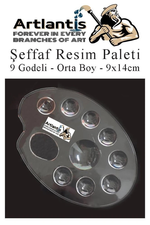 Şeffaf Resim Paleti Plastik 1 Adet Godeli Ressam Paleti Boyama Paleti Akrilik Boya Guaj Boya Suluboya - 4