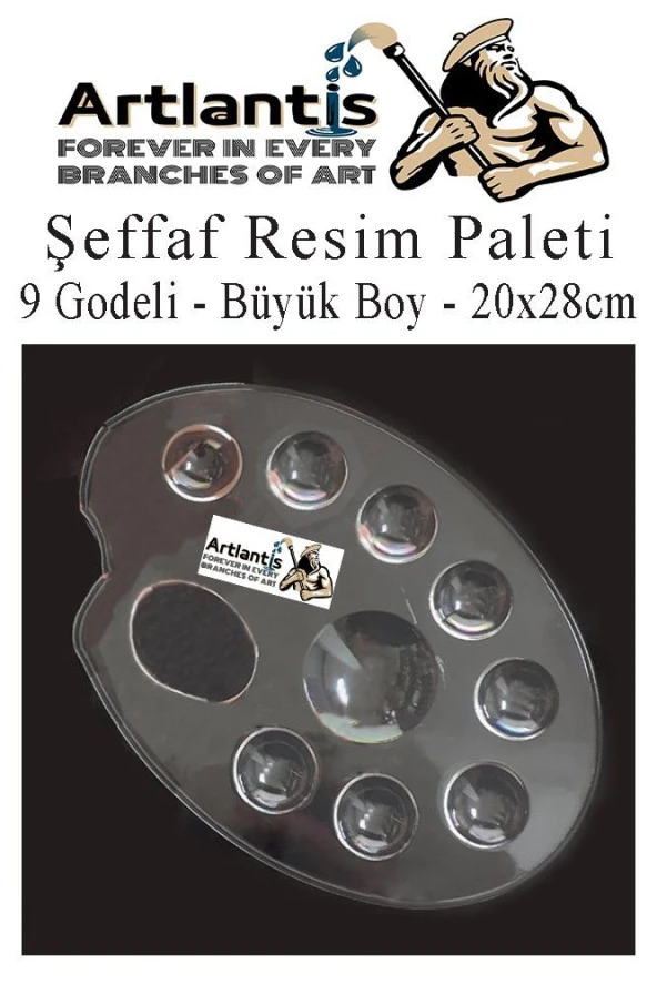 Şeffaf Büyük Resim Paleti Plastik 1 Adet Godeli Ressam Paleti Boyama Paleti Akrilik Boya Guaj Boya Suluboya