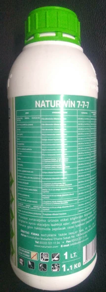 Naturwin 7 7 7 Yaprak Gübresi 1 Lt x 20 Adet (1 Koli), Azot, Fosfor, Potasyum + ME İçerir - 2