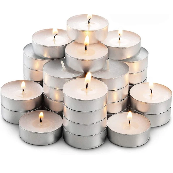 50 PCS VIP WHİTE TEA LİGHT CANDLE 50 ADET VIP KALİTE BEYAZ TEA LİGHT MUM BEYAZ MUM YILBAŞI MUMLARI ürün görseli