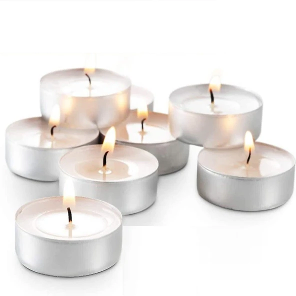 50 PCS VIP WHİTE TEA LİGHT CANDLE 50 ADET VIP KALİTE BEYAZ TEA LİGHT MUM BEYAZ MUM YILBAŞI MUMLARI - Resim 3