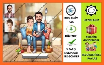 Gurme Aile Karikatür Biblo,Sevgiliye Hediye,Doğum Günü Hediyesi - 1