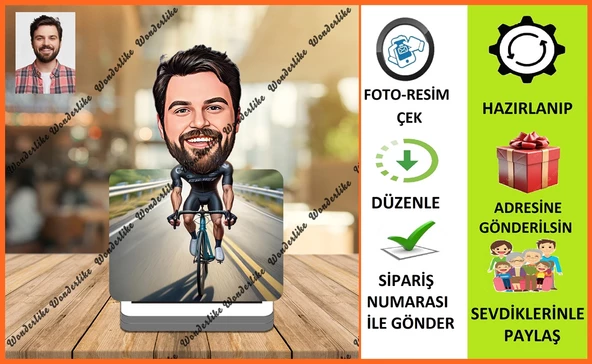 Bisiklete Binen Adam Karikatür Biblo,Sevgiliye Hediye,Doğum Günü Hediyesi - 1
