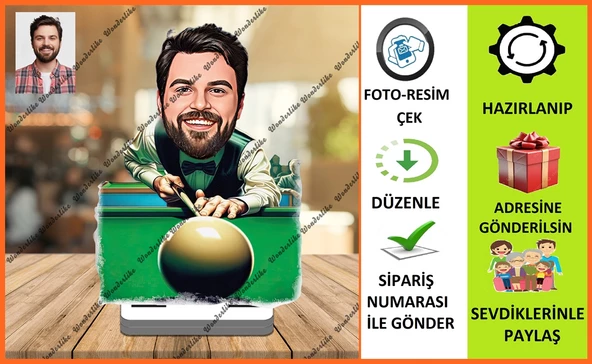 Bilardo Ustası Karikatür Biblo,Sevgiliye Hediye,Doğum Günü Hed - 1