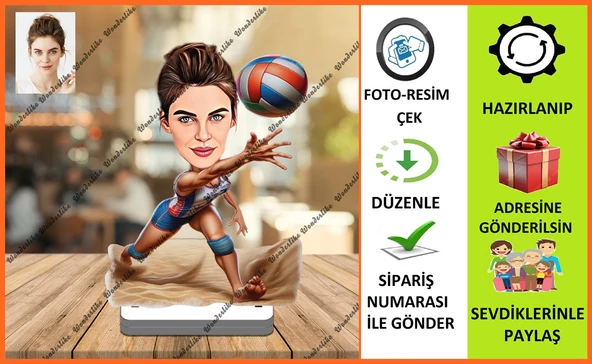 Bayan Voleybolcu Karikatür Biblo,Sevgiliye Hediye,Doğum Günü Hed - 1