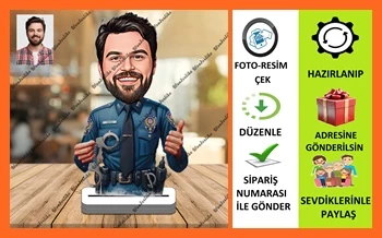 Emniyet Mensubu Polis Karikatür Biblo,Sevgiliye Hediye,Doğum Gün