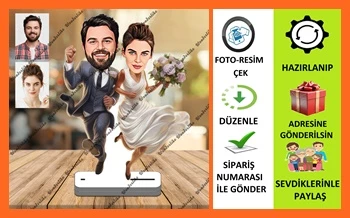 Gelin Damat Karikatür Biblo,Sevgiliye Hediye,Doğum Günü Hediyesi ürün görseli