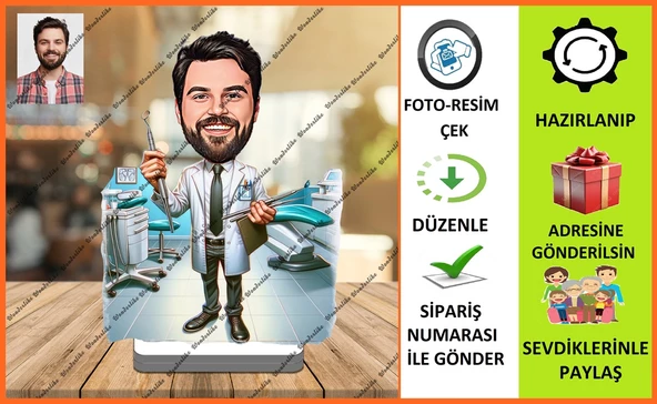 Diş Doktoru Karikatür Biblo,Sevgiliye Hediye,Doğum Günü Hediyesi - 1