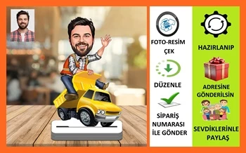 Kamyon Şöförü Karikatür Biblo,Sevgiliye Hediye,Doğum Günü Hediyesi ürün görseli