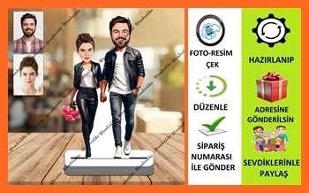 Yakın Arkadaş-Sevgili Karikatür Biblo,Sevgiliye Hediye,Doğum Günü Hediyesi