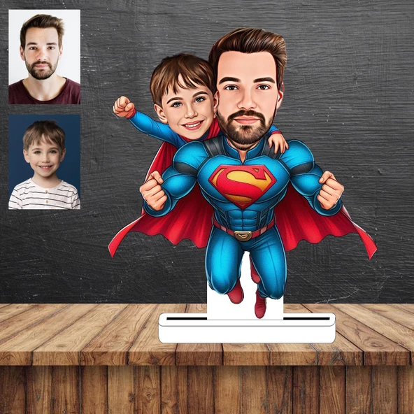 Süper Baba Karikatür Figürü,Sevgiliye Hediye,Doğum Günü Hediyesi ürün görseli