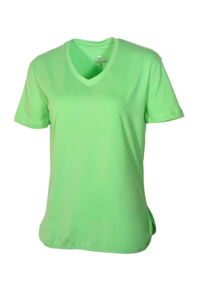 Kadın V Yaka Basic Yeşil T-Shirt