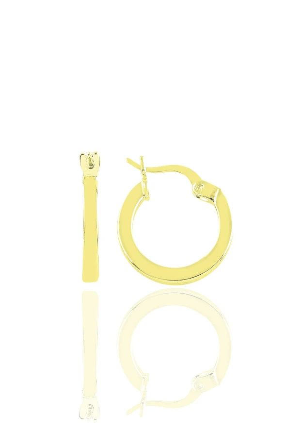 Gümüş altın yaldızlı balta kilit 17 mm halka küpe SGTL11257GOLD
