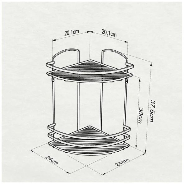 Tekno Tel LM-008 2 Katlı Köşelik Banyo Rafı Şampuanlık Krom - 2