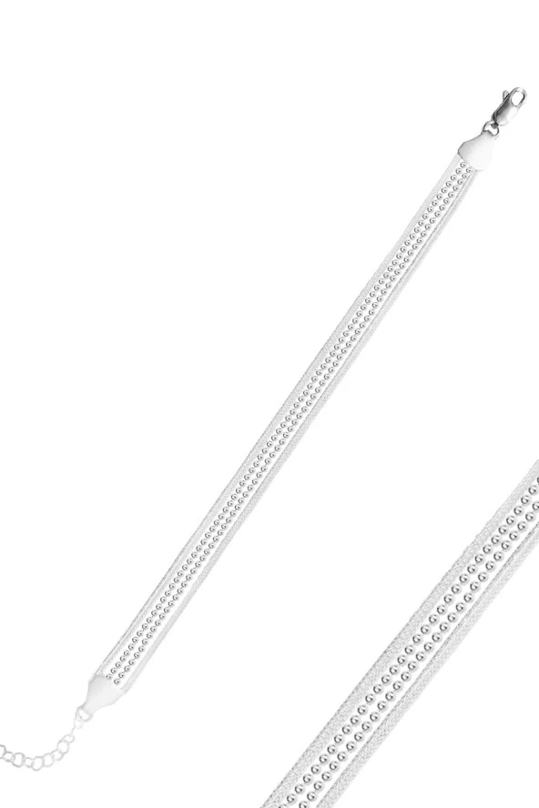 Gümüş 4 sıra toplu midyat hasırı bileklik SGTL12505GUMUS ürün görseli