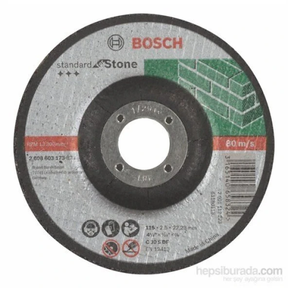 Bosch  - Standard Seri Taş İçin Bombeli Kesme Diski (Taş) - C 30 S Bf, 115 Mm, 22,23 Mm, 2,5 Mm