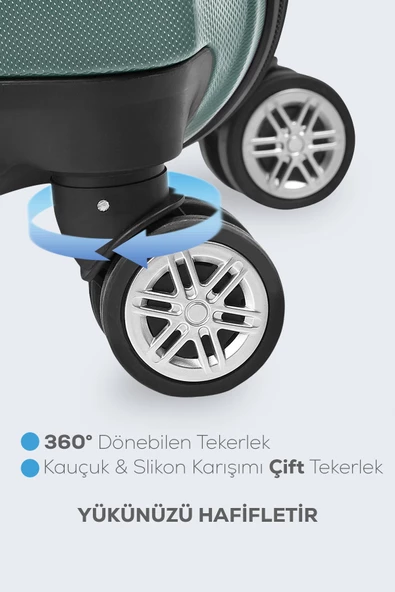 Spring Model Haki Renk 2'li Valiz Seti Kabin + Orta - Resim 5