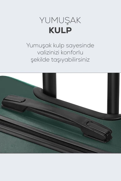 Spring Model Haki Renk 2'li Valiz Seti Kabin + Orta - Resim 4