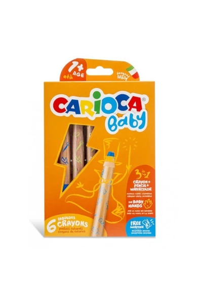 Carioca 3 In 1 Jumbo Bebek Ahşap Gövdeli Boya Kalemi 6'Lı