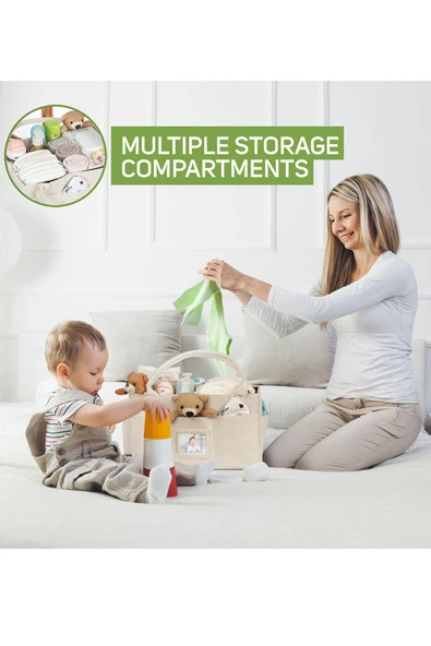 Galanz Keçe Kapaklı Anne Bebek Bakım Çantası Çok Amaçlı Alt Açma Organizer Çanta - 5