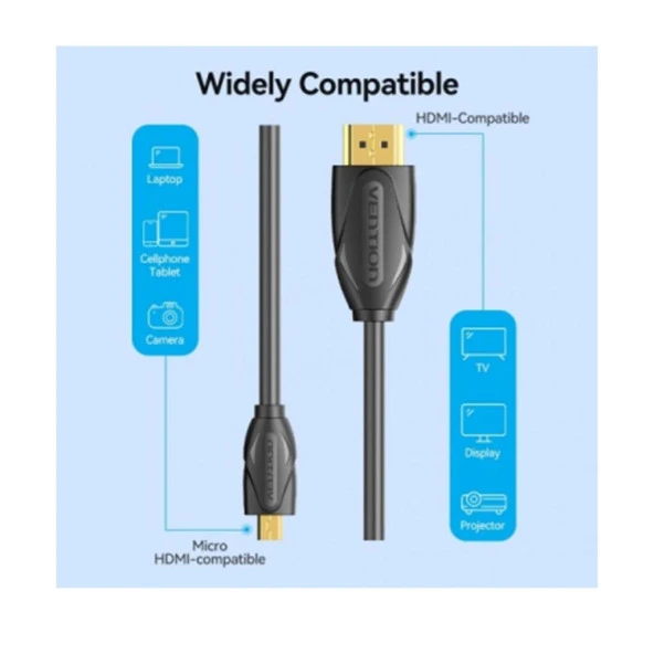 Vention Mikro HDMI - HDMI Kablosu Erkek - Erkek Kablo 3D 1080 P Tablet Kamera için Mikro Mini HDMI Kablosu 1.5 - 2