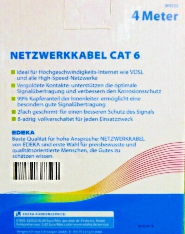 Edeka CAT6 Kablo Ethernet Kablosu Ağ İnternet Kablo RJ45 4 Metre - 5