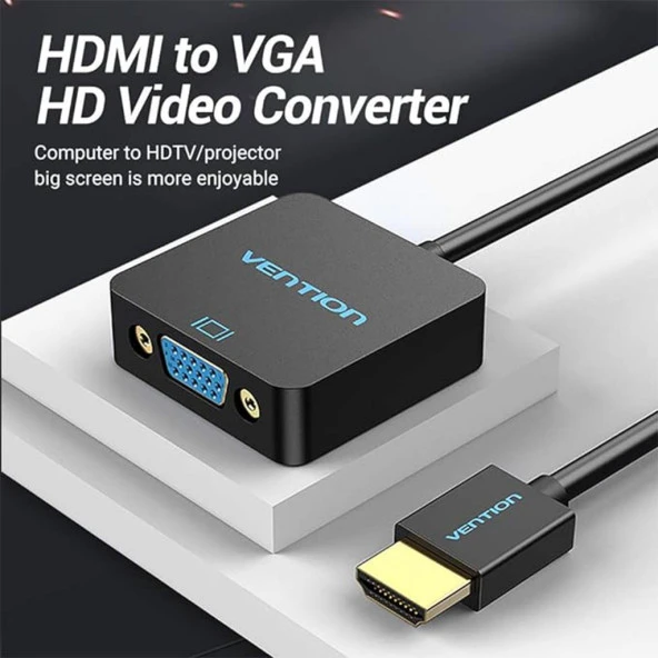 Vention Hdmi to Vga Dönüştürücü Çevirici Adaptör  + Ses Çıkışlı Siyah 9018000002043